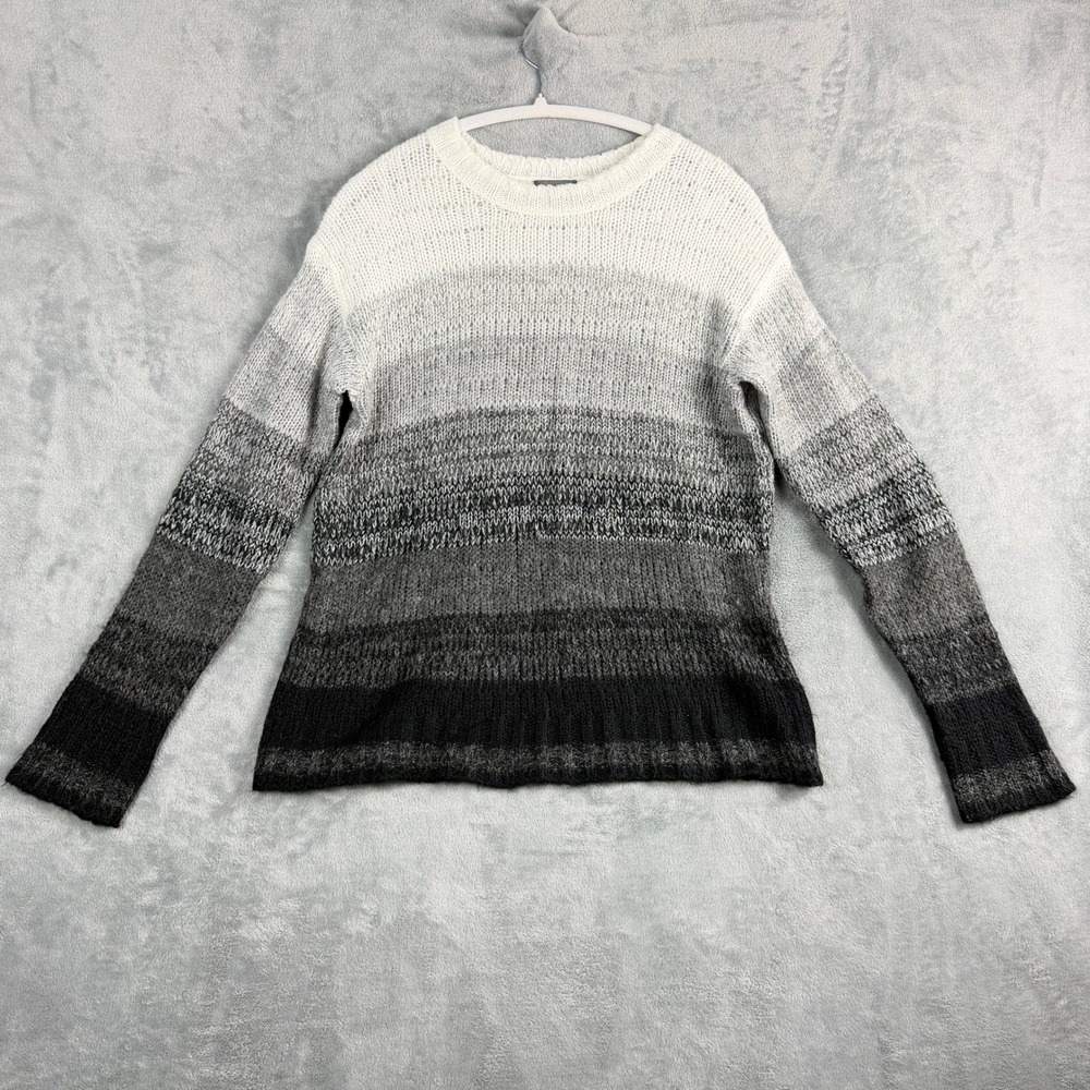 Vince Camuto Womens Small Gray Ombre Gradient Knit Crewneck Sweater Y2K Boho